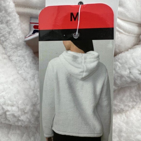 Fila Women's Josephine Sherpa Embroidered Logo Crop Hoodie White Medium NWT - Picture 11 of 11